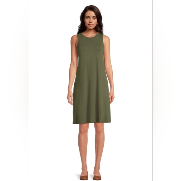 Time and Tru Dresses & Skirts - Olive Green Sleeveless Knit Midi Dress, Women's Size Large (12-14) New